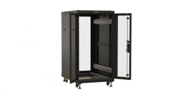 Шкаф серверный Hyperline (TTBR-2261-DD-RAL9004) напольный 22U 600x1000мм пер.дв.перфор. задн.дв.перфор. 2 бок.пан. 1000кг черный 910мм 1166мм IP20 сталь от магазина РЭССИ