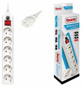 Сетевой фильтр Buro 600SH-1.8-UPS-W 1.8м (6 розеток) белый (коробка) от магазина РЭССИ