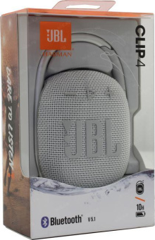 Колонка порт. JBL Clip 4 белый 5W 1.0 BT 15м 500mAh (JBLCLIP4WHT) от магазина РЭССИ