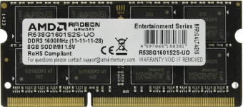 Память DDR3 8Gb 1600MHz AMD R538G1601S2S-UO OEM PC3-12800 CL11 SO-DIMM 204-pin 1.5В OEM от магазина РЭССИ