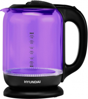 Чайник электрический Hyundai HYK-G5809 1.7л. 2200Вт фиолетовый/черный (корпус: стекло) от магазина РЭССИ