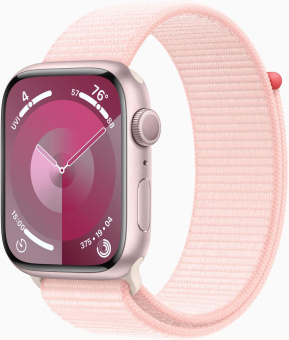 Смарт-часы Apple Watch Series 9 A2980 45мм OLED корп.розовый Sport Loop рем.светло-розовый разм.брасл.:145-220мм (MR9J3LL/A) от магазина РЭССИ