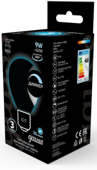 Лампа светодиодная Gauss Filament 105202209-D 9Вт цок.:E27 шар 220B 4100K св.свеч.бел.ней. (упак.:10шт) от магазина РЭССИ