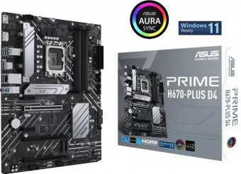 Материнская плата Asus PRIME H670-PLUS D4 Soc-1700 Intel H670 4xDDR4 ATX AC`97 8ch(7.1) 2.5Gg RAID+HDMI+DP от магазина РЭССИ