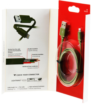Кабель Hama 00187234 USB (m)-Lightning (m) 1м зеленый плоский от магазина РЭССИ