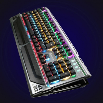 Клавиатура Оклик 980G HUMMER механическая серебристый/черный USB for gamer LED (подставка для запястий) (499580) от магазина РЭССИ
