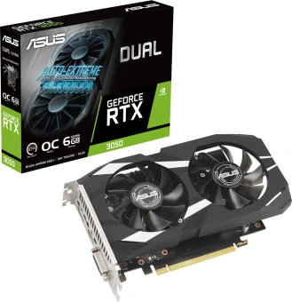 Видеокарта Asus PCI-E 4.0 DUAL-RTX3050-O6G NVIDIA GeForce RTX 3050 6Gb 96bit GDDR6 1507/14000 DVIx1 HDMIx1 DPx3 HDCP Ret от магазина РЭССИ