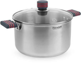 Кастрюля Rondell Stripes RDS-1281 5.8л. d=24см (с крышкой) стальной от магазина РЭССИ