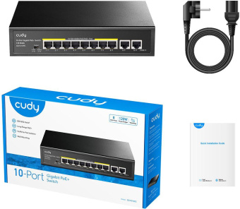 Коммутатор Cudy GS1010PE (L2) 10x1Гбит/с 8PoE+ 120W неуправляемый от магазина РЭССИ