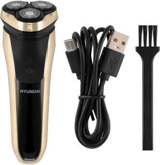 Бритва роторная Hyundai H-SH8081 реж.эл.:3 питан.:аккум. черный/золотистый от магазина РЭССИ