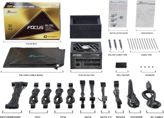 Блок питания Seasonic ATX 750W Focus GX-750 80+ gold (20+4pin) APFC 135mm fan 10xSATA Cab Manag RTL от магазина РЭССИ