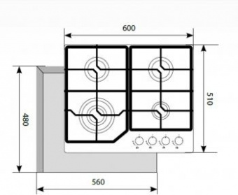 Газовая варочная поверхность Lex GVG 640-1 IV слоновая кость от магазина РЭССИ