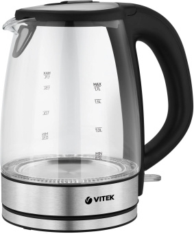 Чайник электрический Vitek VT-1180 1.7л. 2200Вт серебристый/черный корпус: стекло/пластик от магазина РЭССИ