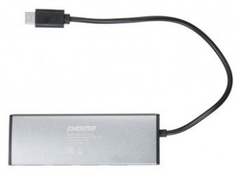 Разветвитель USB-C Digma HUB-4U2.0-UC-DS 4порт. серебристый от магазина РЭССИ