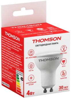 Лампа светодиодная Thomson TH-B2104 4Вт цок.:GU10 рефлек. 220B 4000K св.свеч.бел.нейт. MR16 (упак.:1шт) от магазина РЭССИ