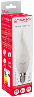 Лампа светодиодная Thomson TH-B2025 6Вт цок.:E14 свеча 220B 3000K св.свеч.бел.теп. Tail Candle (упак.:1шт) от магазина РЭССИ