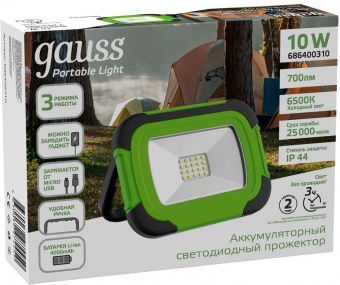 Прожектор уличный Gauss 686400310 светодиодный 10Вт корп.пласт.черный от магазина РЭССИ