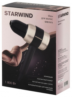 Фен Starwind SHD 7072 1800Вт черный/золотистый от магазина РЭССИ
