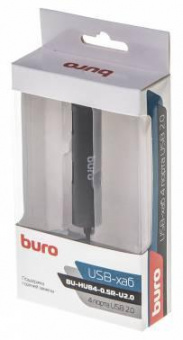 Разветвитель USB 2.0 Buro BU-HUB4-0.5R-U2.0 4порт. черный от магазина РЭССИ
