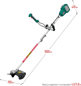 Триммер электрический Зубр Мастер ТАБ-365 аккум. 36Вт разбор.штан. реж.эл.:леска/нож от магазина РЭССИ