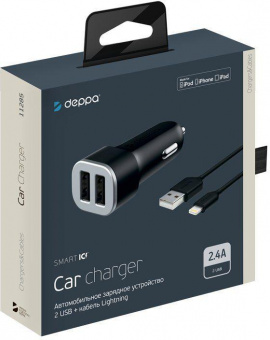Автомобильное зар./устр. Deppa GA-3003W 12W 2.4A 2xUSB универсальное черный (11285) от магазина РЭССИ