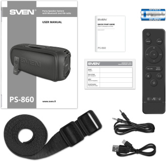 Колонка порт. Sven PS-860 черный 100W 1.0 BT/3.5Jack 5400mAh (SV-022518) от магазина РЭССИ