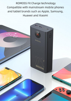 Мобильный аккумулятор Romoss PEA40PF 40000mAh PD 3A черный от магазина РЭССИ