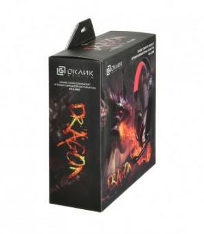 Наушники с микрофоном Оклик HS-L390G DRAGON черный/красный 1.8м мониторные оголовье (1100413) от магазина РЭССИ
