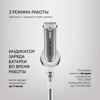 Пылесос Polaris PVCS 7000 400Вт белый/серебристый от магазина РЭССИ
