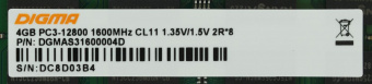 Память DDR3 4Gb 1600MHz Digma DGMAS31600004D RTL PC3-12800 CL11 SO-DIMM 204-pin 1.5В dual rank Ret от магазина РЭССИ