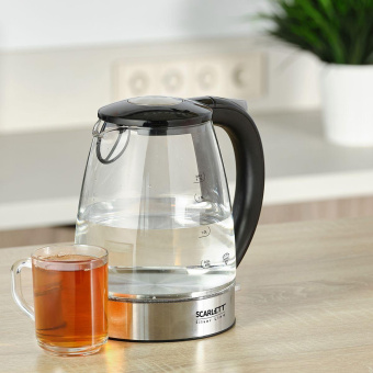 Чайник электрический Scarlett SC-EK27G95 1.7л. 2200Вт серебристый/черный корпус: стекло/пластик от магазина РЭССИ