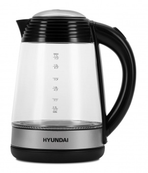 Чайник электрический Hyundai HYK-G3803 1.7л. 2200Вт черный/серебристый (корпус: стекло) от магазина РЭССИ