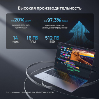 Ноутбук Huawei MateBook D 16 RLEF-X Core i5 12450H 16Gb SSD512Gb Intel UHD Graphics 16" IPS (1920x1200) Windows 11 Home grey WiFi BT Cam (53013EUS) от магазина РЭССИ