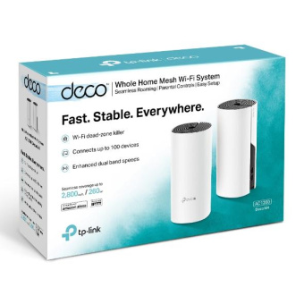 Бесшовный Mesh роутер TP-Link Deco M4 (DECO M4(2-PACK)) AC1200 10/100/1000BASE-TX белый (упак.:2шт) от магазина РЭССИ