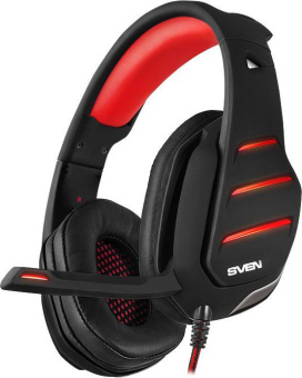 Наушники с микрофоном Sven AP-U997MV черный/красный 2.2м мониторные USB оголовье (SV-017507) от магазина РЭССИ