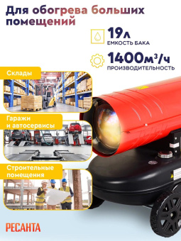 Тепловая пушка дизельная Ресанта ТДП-20АКД 20000Вт красный/черный от магазина РЭССИ