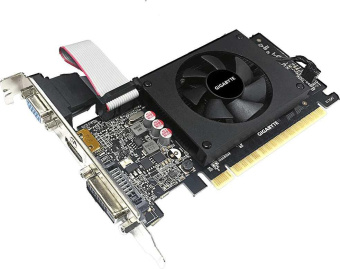 Видеокарта Gigabyte PCI-E GV-N710D5-2GIL NVIDIA GeForce GT 710 2048Mb 64 GDDR5 954/5010 DVIx1 HDMIx1 CRTx1 HDCP Ret low profile от магазина РЭССИ