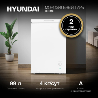Морозильный ларь Hyundai CH1002 белый 70Вт от магазина РЭССИ
