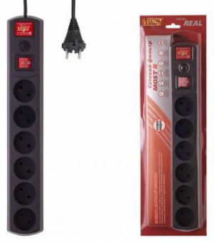 Сетевой фильтр Most R 2м (6 розеток) черный (коробка) от магазина РЭССИ