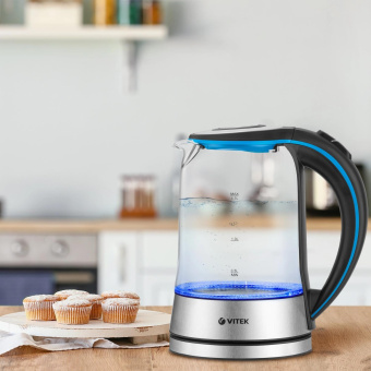 Чайник электрический Vitek VT-7028 1.7л. 2200Вт прозрачный корпус: стекло от магазина РЭССИ