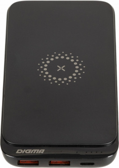 Мобильный аккумулятор Digma DGPQ10E 10000mAh 3A QC PD 20W 2xUSB беспроводная зарядка черный (DGPQ10E20PBK) от магазина РЭССИ