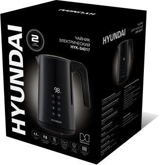 Чайник электрический Hyundai HYK-S4017 1.7л. 2200Вт черный корпус: металл от магазина РЭССИ