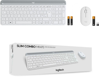 Клавиатура + мышь Logitech Combo MK470 клав:белый/серый мышь:белый USB беспроводная slim (920-009207) от магазина РЭССИ