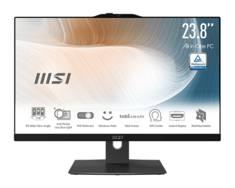Моноблок MSI Modern AM242P 12M-630RU 23.8" Full HD PG 8505 (1.2) 4Gb SSD128Gb UHDG Windows 11 Professional GbitEth WiFi BT 120W клавиатура мышь Cam черный 1920x1080 от магазина РЭССИ