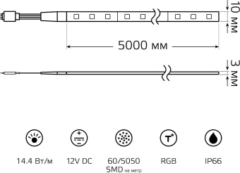 Лента светодиод. Gauss SMD 5м (311000414) от магазина РЭССИ