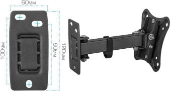 Кронштейн для телевизора Kromax CORBEL-2 черный 10"-32" макс.25кг настенный поворот и наклон от магазина РЭССИ