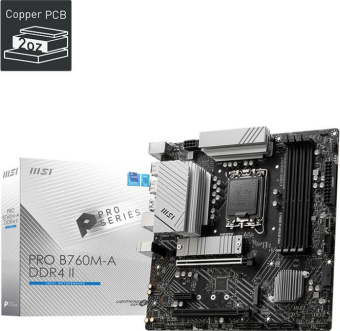 Материнская плата MSI PRO B760M-A DDR4 II Soc-1700 Intel B760 4xDDR4 mATX AC`97 8ch(7.1) 2.5Gg+HDMI+DP от магазина РЭССИ