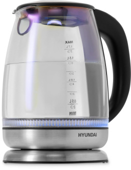 Чайник электрический Hyundai HYK-G8800 1.7л. 2200Вт черный/серебристый корпус: стекло от магазина РЭССИ