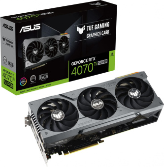 Видеокарта Asus PCI-E 4.0 TUF-RTX4070TIS-16G-GAMING NVIDIA GeForce RTX 4070TI Super 16Gb 256bit GDDR6X 2610/21000 HDMIx2 DPx3 HDCP Ret от магазина РЭССИ