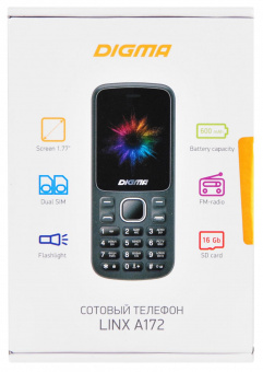 Мобильный телефон Digma A172 Linx 32Mb черный моноблок 2Sim 1.77" 128x160 GSM900/1800 microSD max32Gb от магазина РЭССИ